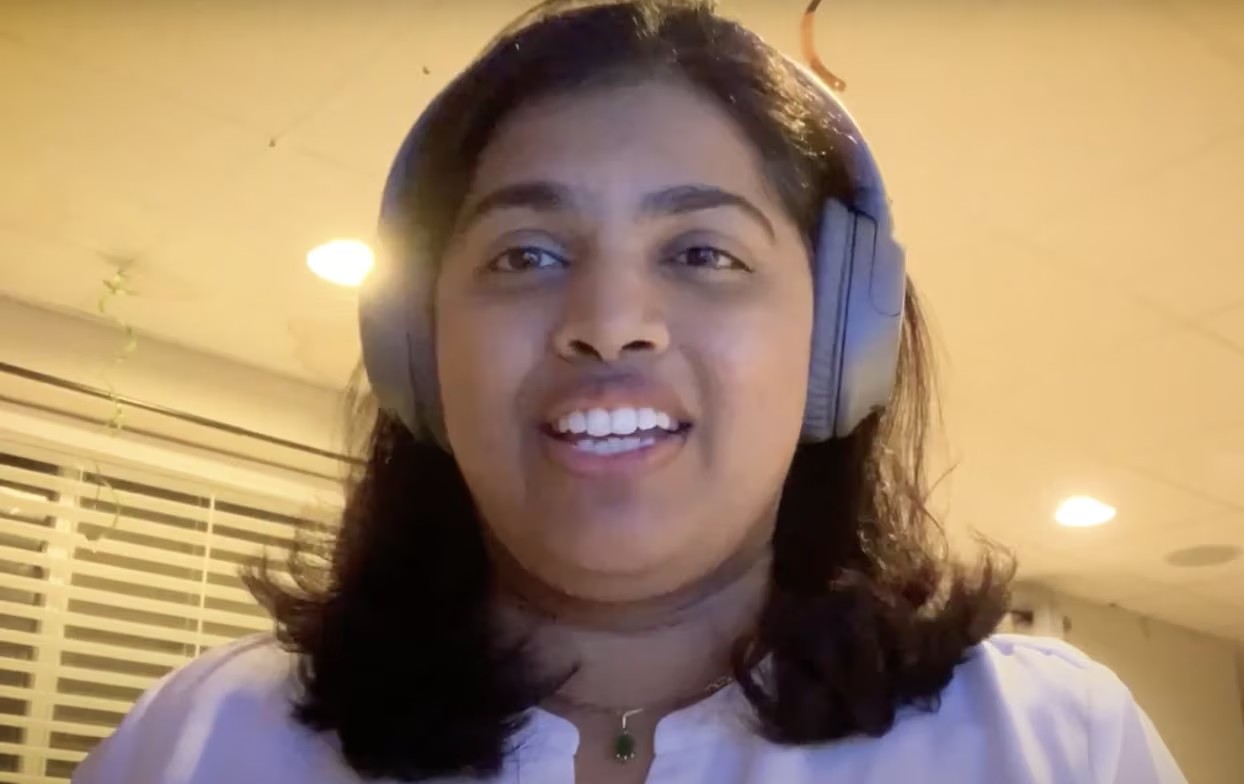 Woman on video call