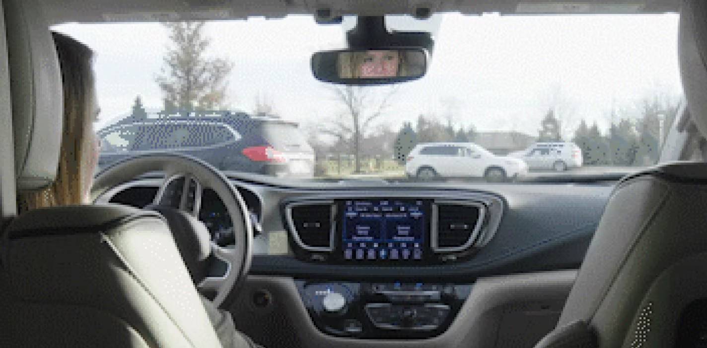 Inside of car from backseat view