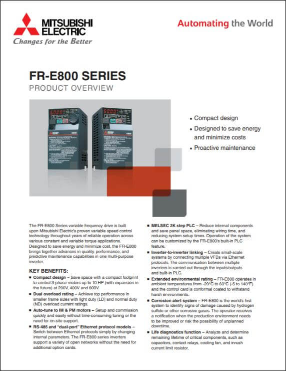 FR-E800 Series VFD Overview