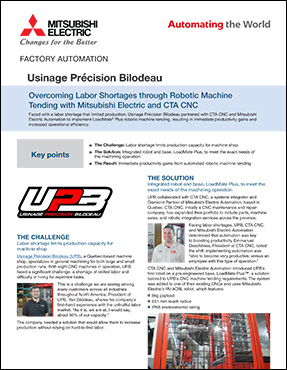 Overcoming Labor Shortages through Robotic Machine Tending with Mitsubishi Electric and CTA CNC.
